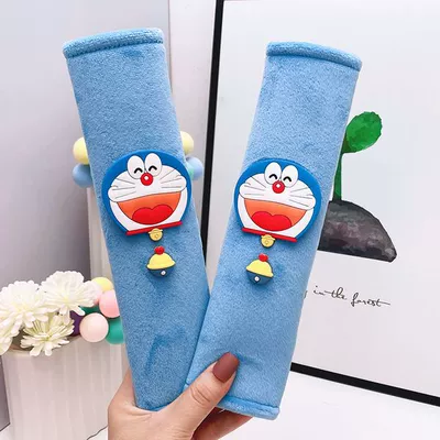 Seat belt shoulder pad Cute Cartoon Jingle Cat Extended - plush-blue-laughing-jingle-cat-bell-a-pair-of-shoulder-pads-25cm