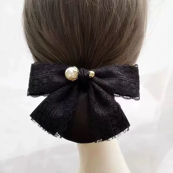 Professional Bank Head Flower Nurse Net Bag Korean Stewardess Work Hotel Bow Hair Net Hairpin Elegant Hair