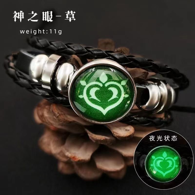 Original Dios tiempo periférico gema cuero negro luminoso anime juego ojo pulsera hombres y mujeres joyería en stock al por mayor