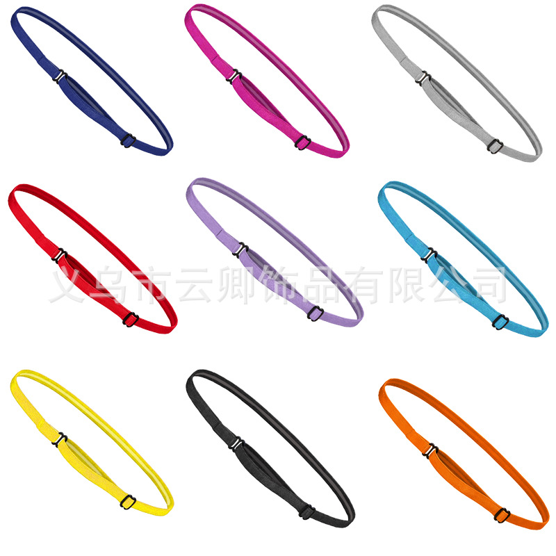 European and American running headband, adjustable headband, non-slip silicone, sweat-absorbing and anti-sweat, yoga fitness thin headband, sweat-wicking band