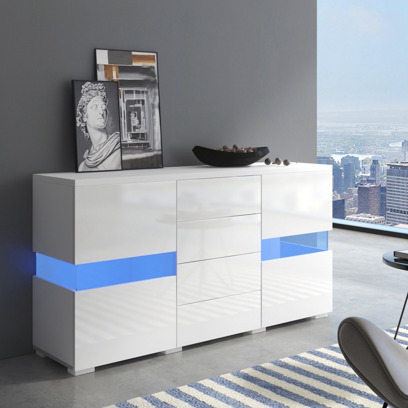 Moderno blanco estilo simple multifuncional aparador TV gabinete multi-cajón de gran capacidad de almacenamiento gabinete lateral