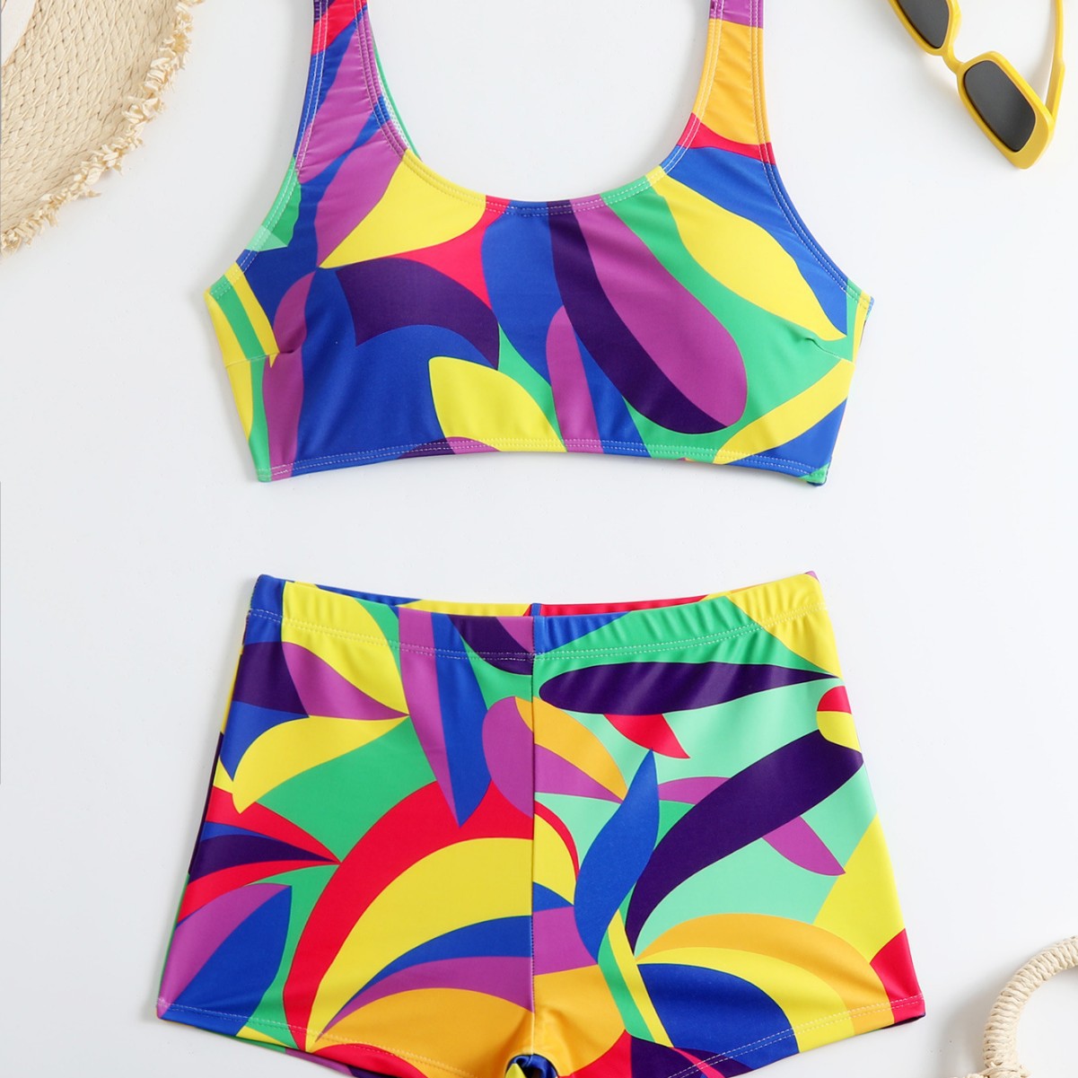 Traje de baño de comercio exterior transfronterizo europeo y americano dividido de dos piezas sexy cinturón de hombro estampado bikini traje de baño de mujer al por mayor