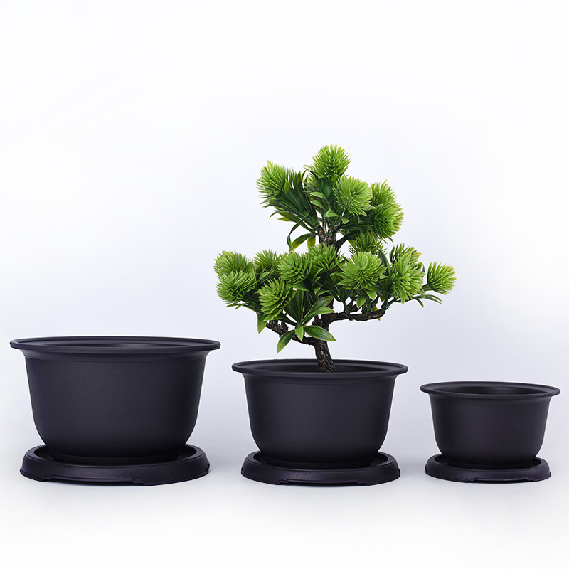 仿紫砂圆形花盆 仿古多肉花盆塑料花盆 小盆栽盆景种植盆