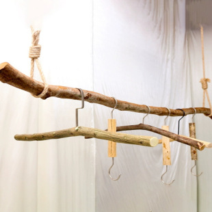 Branch Clothes Rail with Leather Retro B&B Clothes Hanger Clothing Store Creative Window Clothes Display Rack Decoration Hua Geng
