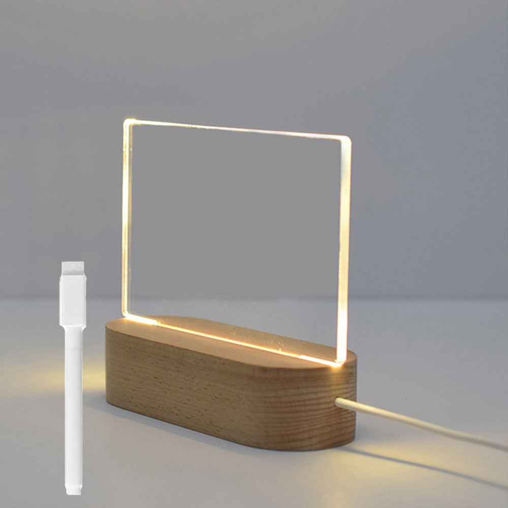 New Note Message Board Led Night Light Transparent Glow Memo