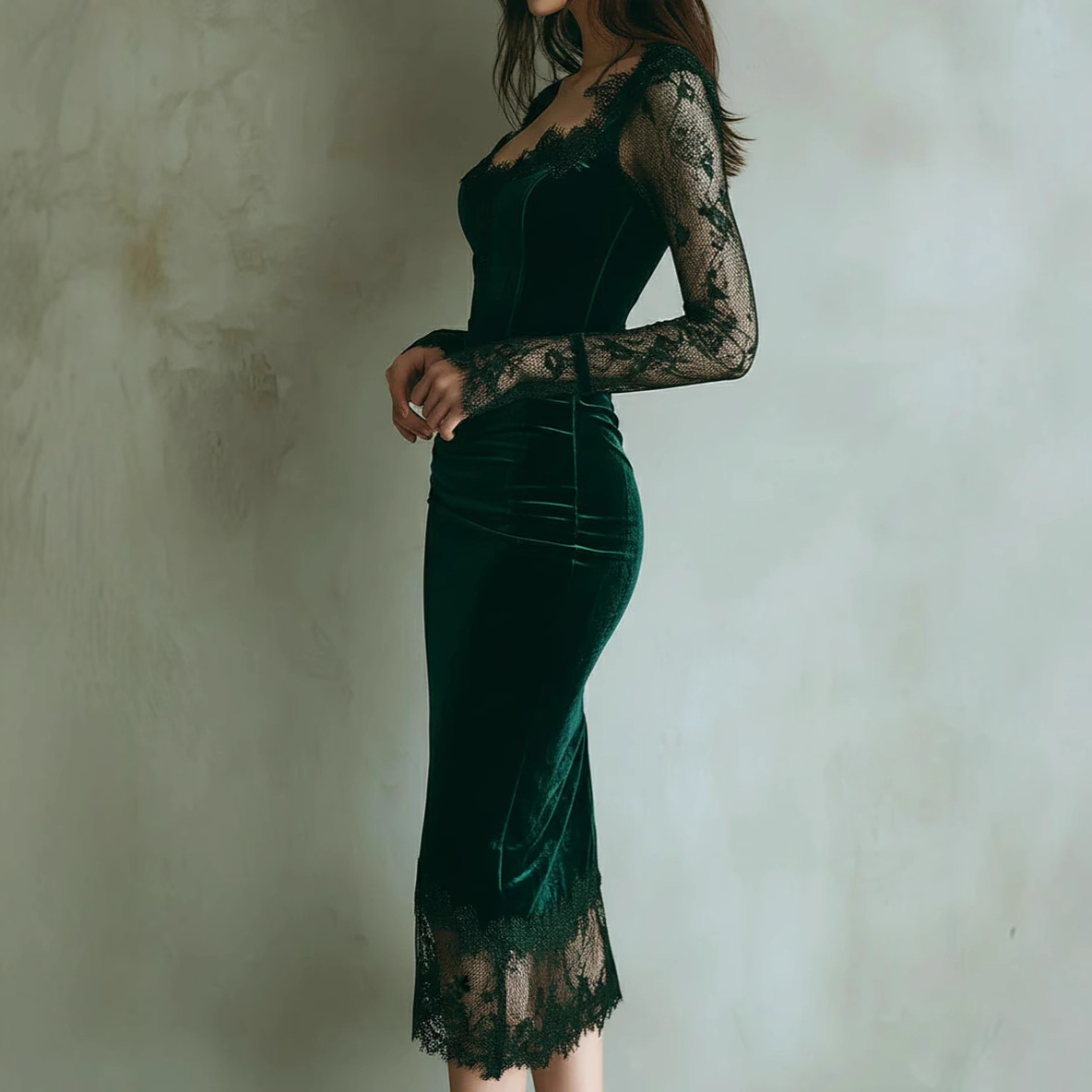 Women's Clothing European And American Style Slimming Bodycon Dress Lace Trimmed Sexy Design_ecoleips.com