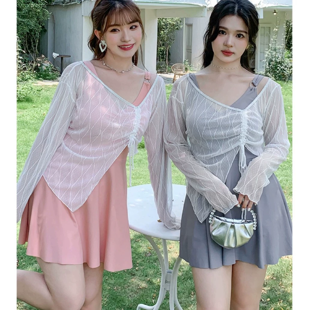 Купальник для девочек, вес 170 фунтов, комплект из двух предметов, закрывающий живот, для похудения, консервативный купальник с длинными рукавами и большой грудью, горячий весенний купальник