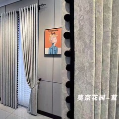卧室高级感窗帘遮光出租房双层带纱挂钩式窗帘小清新莫奈花园窗帘