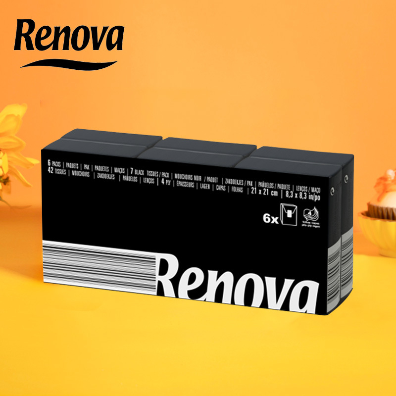 Renova black Paper handkerchiefs Take it with you portable Mini Small bag tissue Kleenex Napkin 6