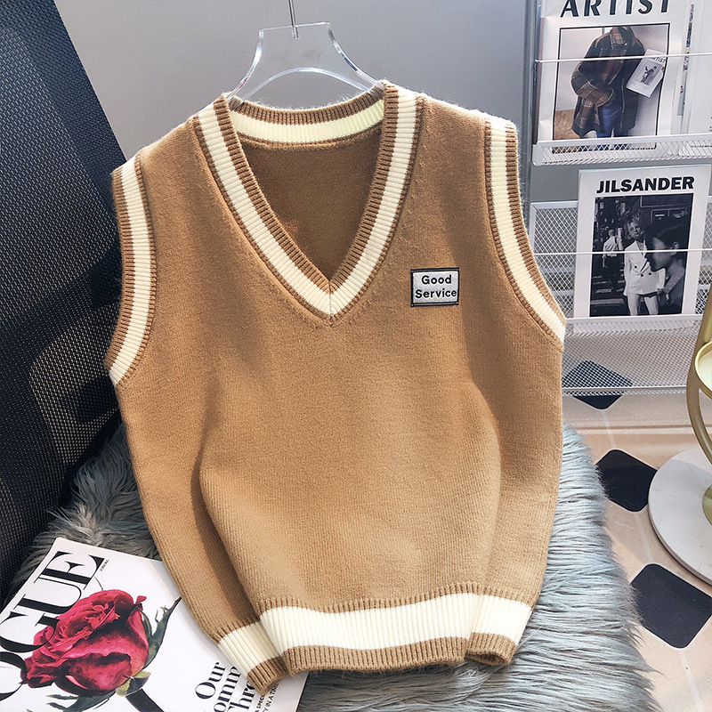 Chaleco de punto para mujer, chaleco suéter de otoño e invierno para combinar con una camisa, nuevo estilo de invierno 2024, estilo preppy.