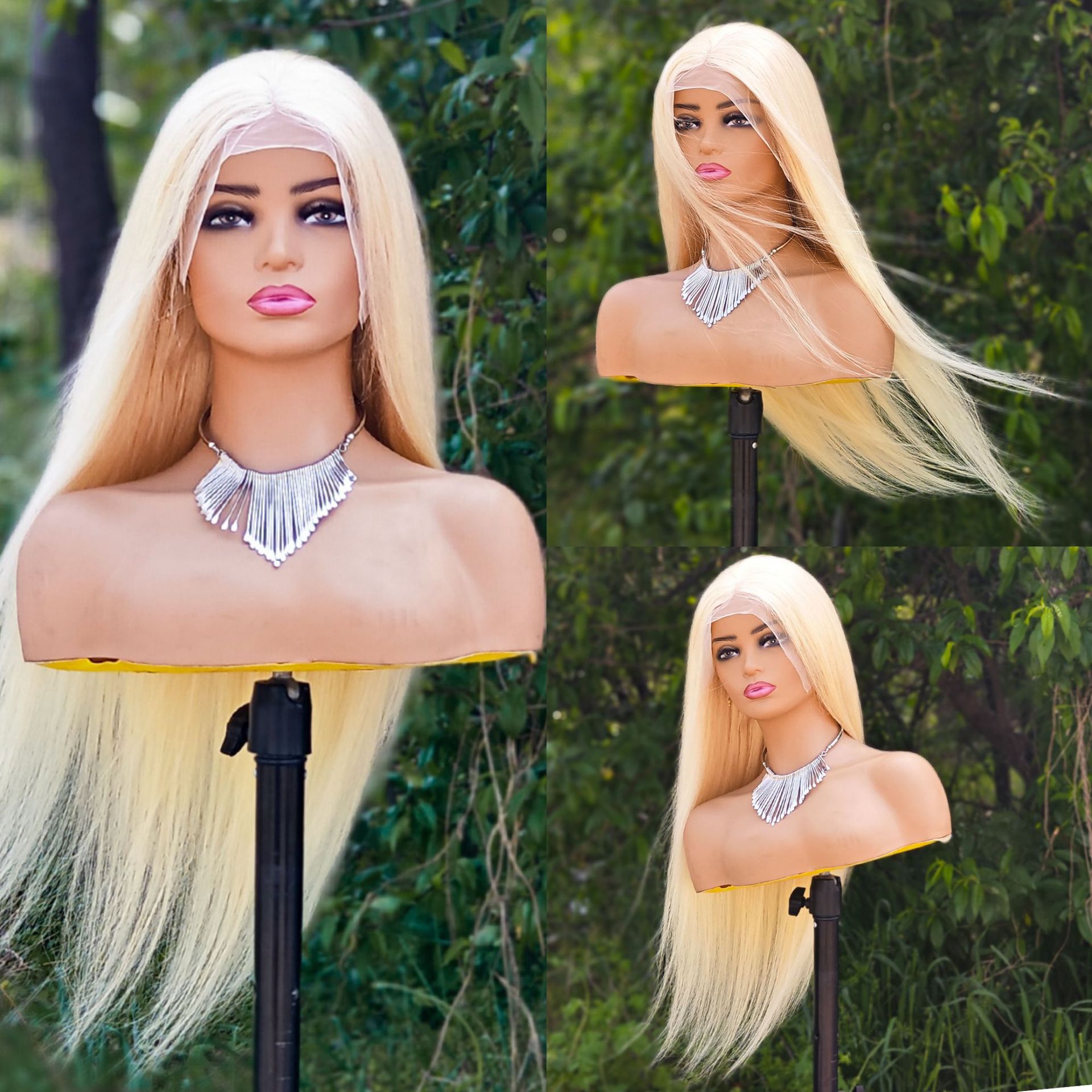 Transfronterizo damas de moda frente peluca de encaje fibra química tope natural realista uso de la vida diaria fiesta