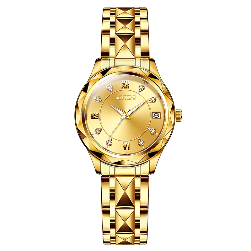 Aiershi Genuine Wholesale Small Gold Watch Waterproof Steel Band Cost-Effective Women's Automatic Watch Cross-Border Dropshipping 2001