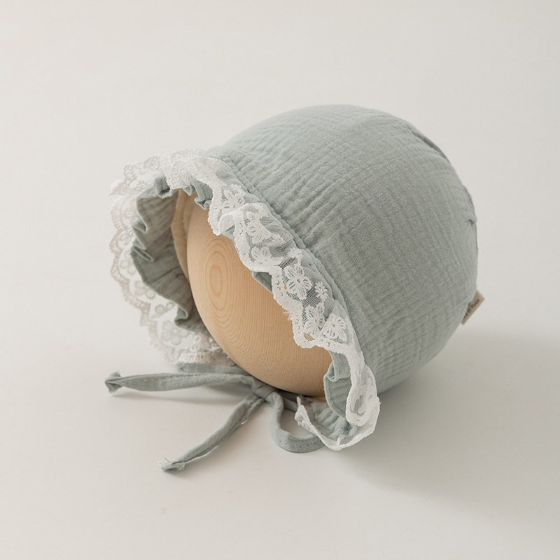 Sombrero de princesa de encaje de bebé primavera y otoño sombrero de bebé de otoño gorro de protección de orejas de la corte gorro de cabeza gorro de bebé de niña gorro de cabeza