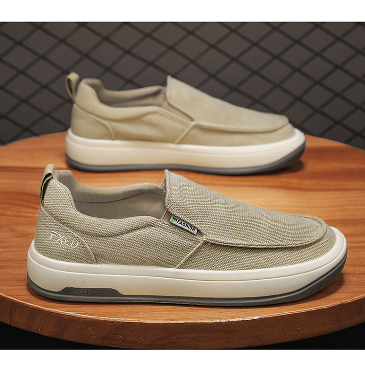Men's shoes breathable old Beijing cloth shoes casual men's canvas shoes lazy one pedal soft-soled work shoes_voghion.com