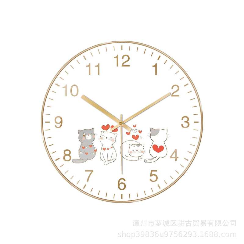 12inch 子猫時計寝室の壁時計リビングルームシンプルな創造的な文学パーソナライズされた時計サイレント時計クロスボーダーホット|undefined