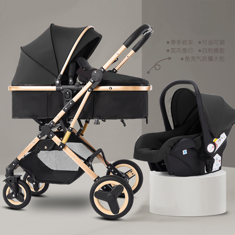 Cochecito de bebé recién nacido, paisaje alto, tres en uno, dos sentidos, canasta, asiento, asiento, cochecito de bebé
