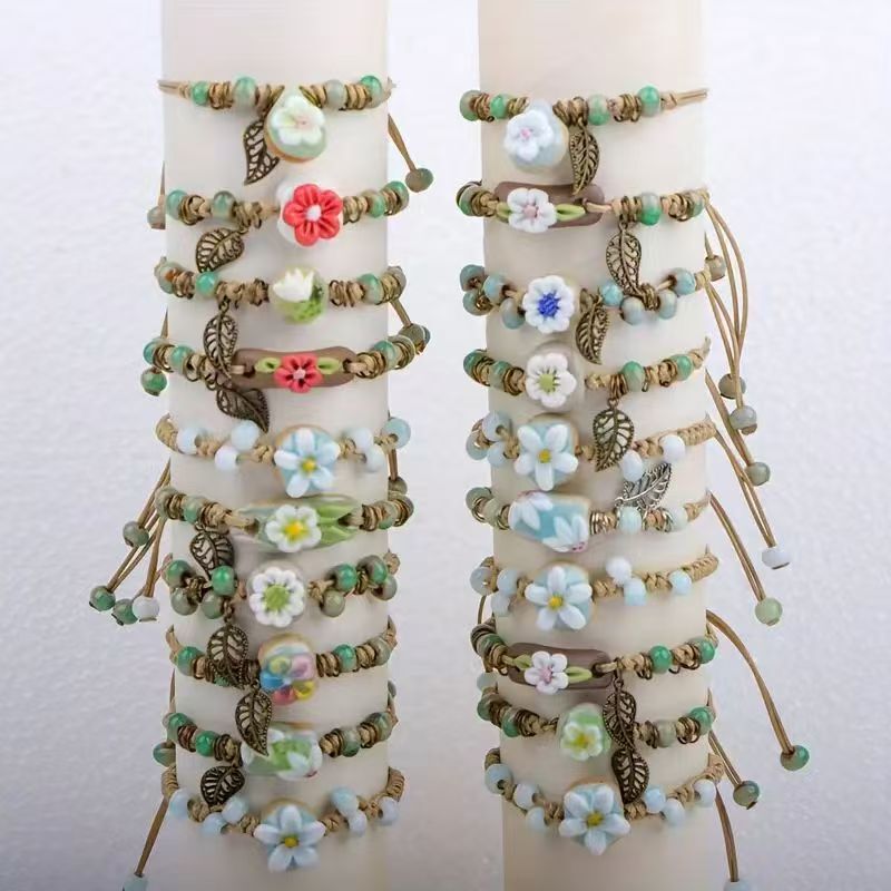 Broken Bridge Handmade Bracelet Ceramic Flower Small Jewelry Street Stall Supply Popular Fashion Bracelet Women's Jewelry