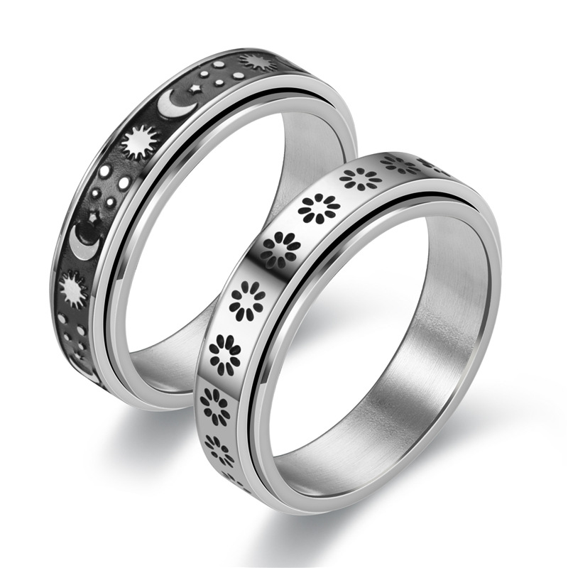 Wholesale Jewelry Titanium Steel Small Flower Rotating Ring Nihaojewelry display picture 6