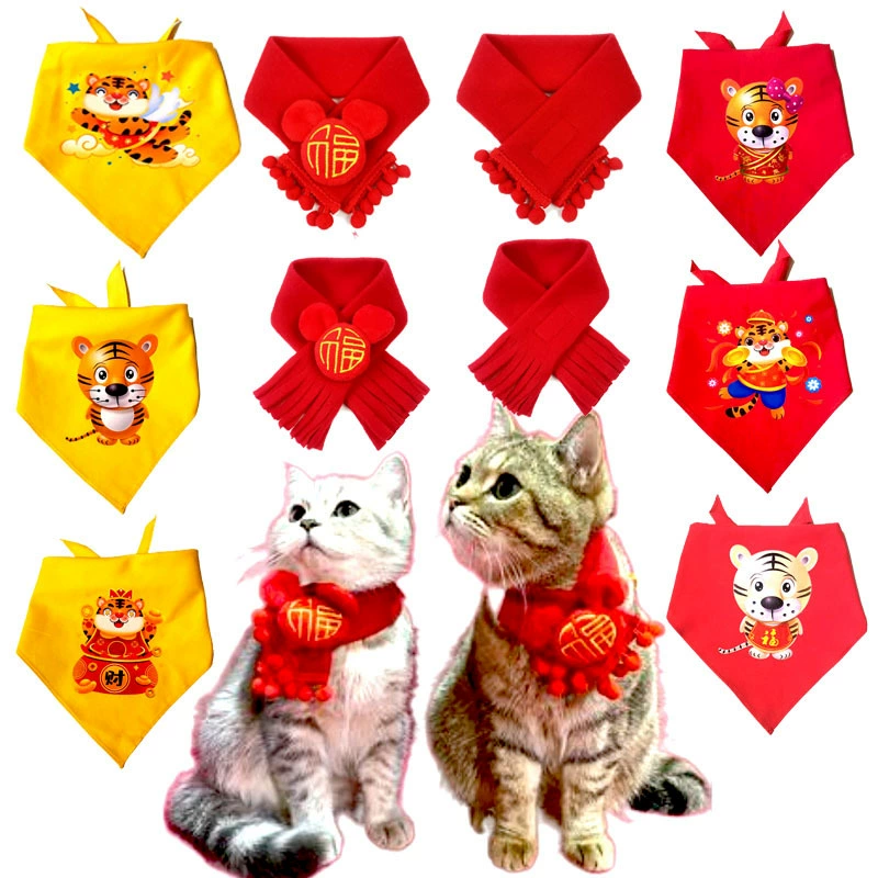 Новогодний треугольник для домашних животных, теплый милый кот, собака, шарф для домашних животных, аксессуары для домашних животных, долгосрочные в наличии