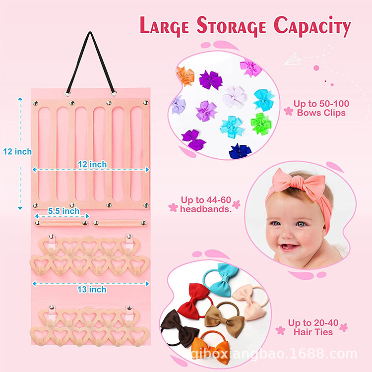 Amazon nuevo headwear almacenamiento bolsa colgante de fieltro joyería colgante organizador bolsa niños horquilla de almacenamiento bolsa colgante