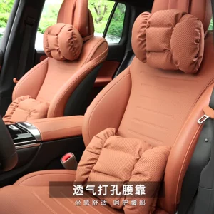 5D улучшенный автомобильный подголовник, автомобильная кожаная подушка наппа, подушка для автомобильного сиденья, поясничная подушка, подушка для шеи, перфорированная и дышащая