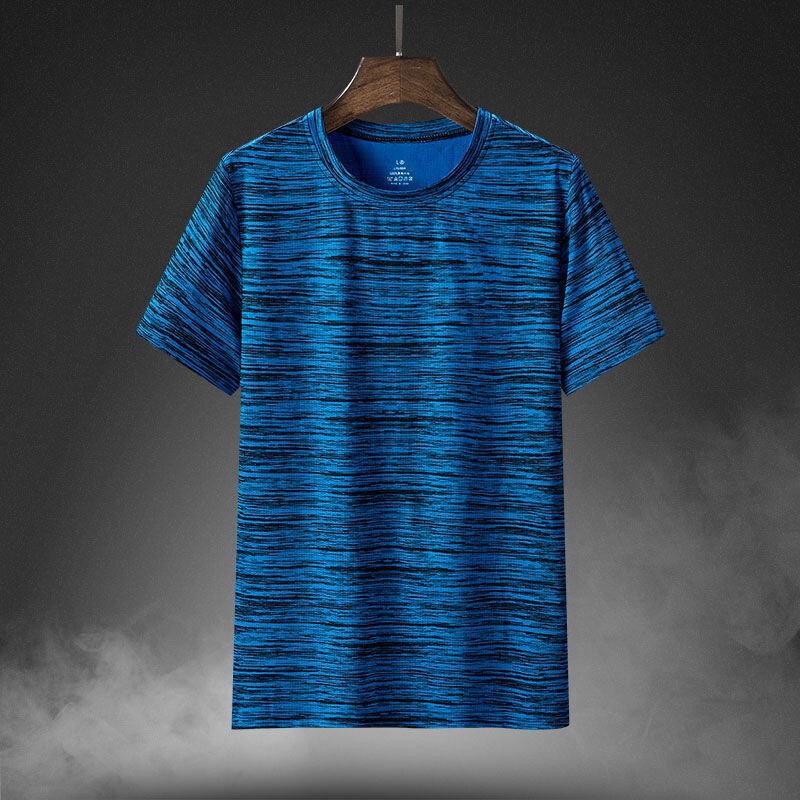 Source manufacturers summer short-sleeved T-shirt men's sports quick-drying round neck loose breathable stretch plus size summer thin top