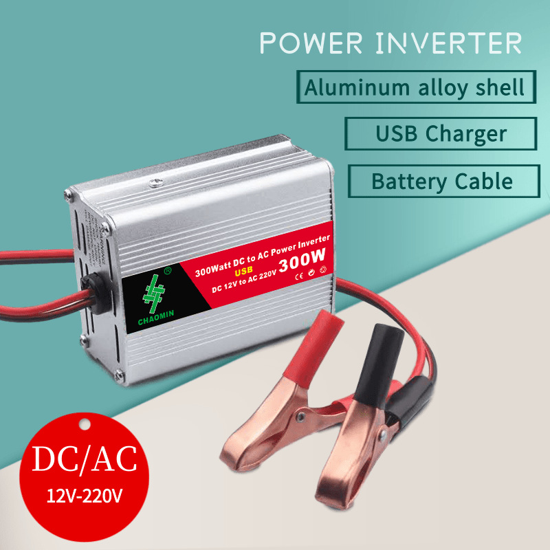 跨境工厂Power Inverter DC12V转AC220V110V300W车载逆变器转换器