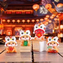 新款可爱神马送福財星高照带灯盲盒新年礼物创意潮玩萌宠桌面摆件