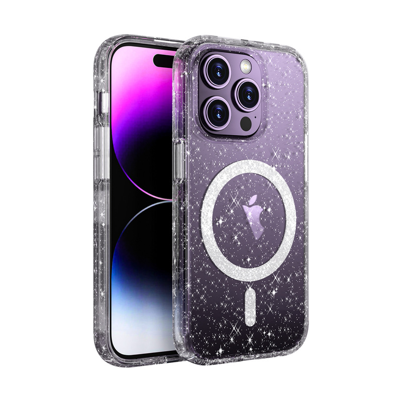 Super Defender Terminator Space Shell Four Corner Anti-Collision Flash Magnetic Series Magsafe Glitter Phone Case