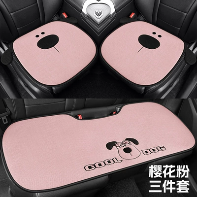 Single Piece, Summer Cotton-Linen Car Cushion — Universal seat cover - sakura-pink-three-piece-set-all-seasons