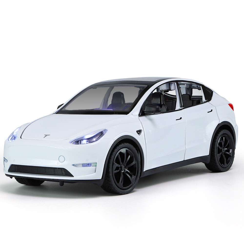 Nuevo modelo de coche de aleación Haodi 1:24 Tesla ModelY Tire hacia atrás la luz efecto de sonido modelo de coche de juguete adornos