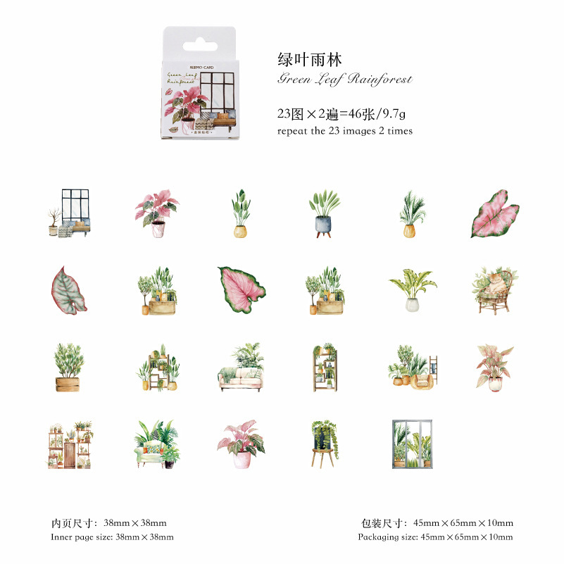 45 pegatinas en caja de tinta retrógrada en flores de chicas chicas flores de chicas cuentas de mano de decoración material pegatinas