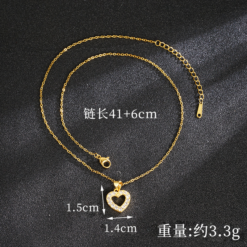 Antiguo estilo europeo y americano, color con incrustaciones de amor, collar hueco, pendientes, moda, lujo ligero, joyería de larga duración para mujeres