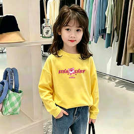 中小童女童卡通纯棉体恤休闲春秋打底衣洋气女宝长袖T恤儿童上衣