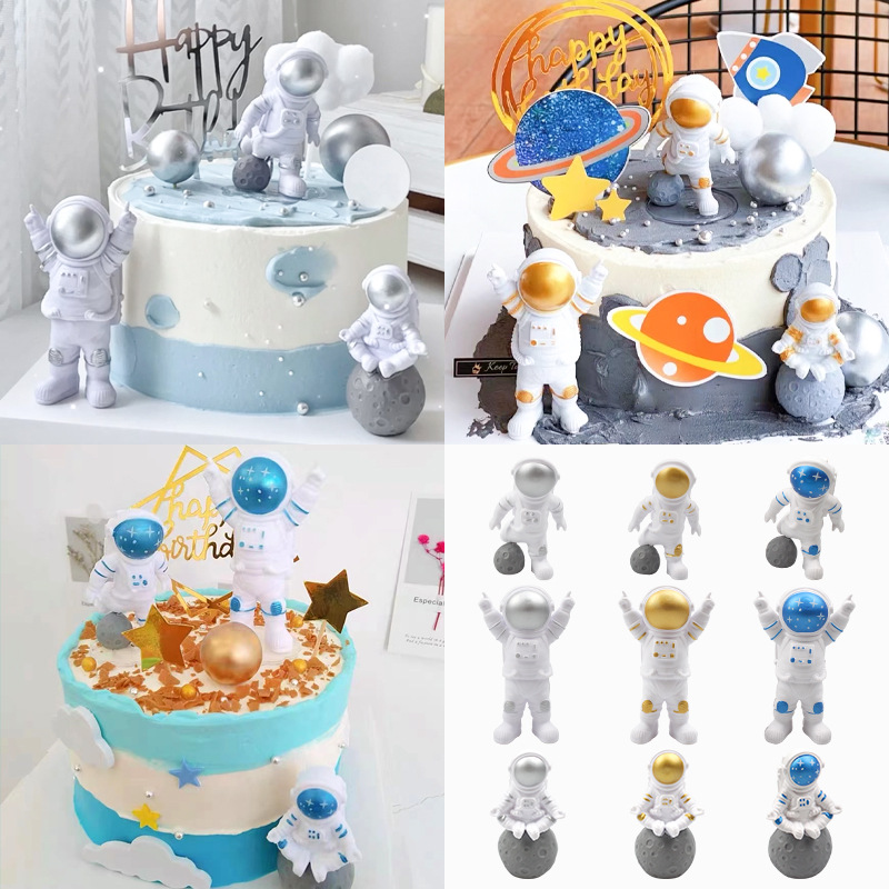 塑料空心宇航員航空星球太空人男生航空主題生日蛋糕烘焙裝飾擺件