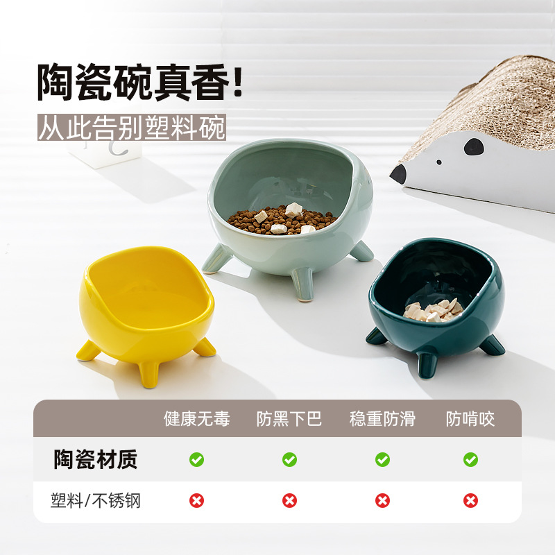 Tazón de gato de cerámica protectora columna cervical tazón de comida para gatos tazón de arroz tazón de comida para perros tazón de agua suministros para mascotas antidetonantes