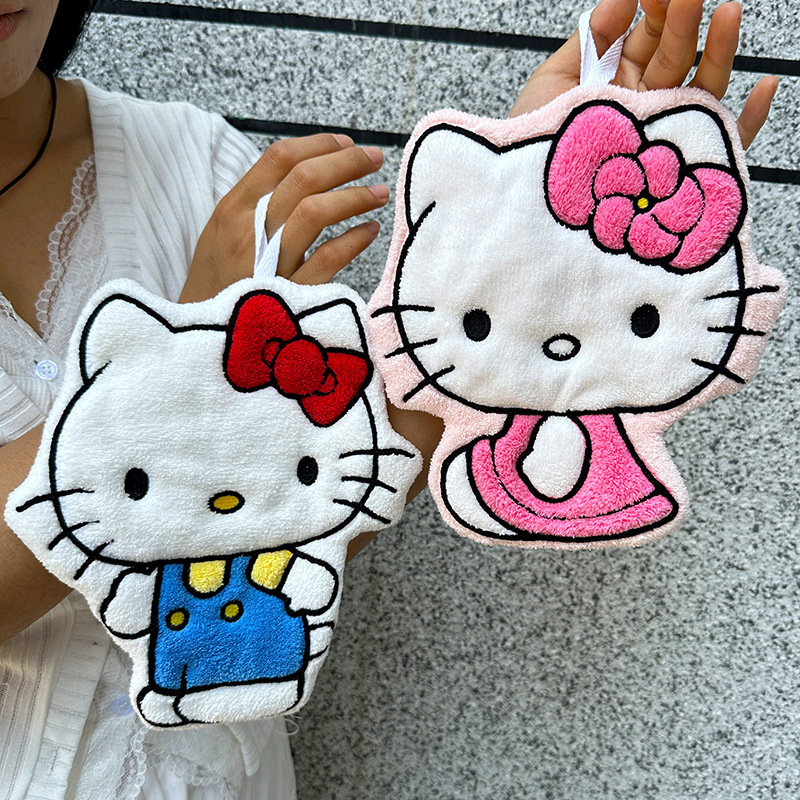 Cartoon Hand Towel Hanging Coral Fleece Small Towel Kitchen Cloth Thick Absorbent Practical Small Gift Handkerchief for Home Use
