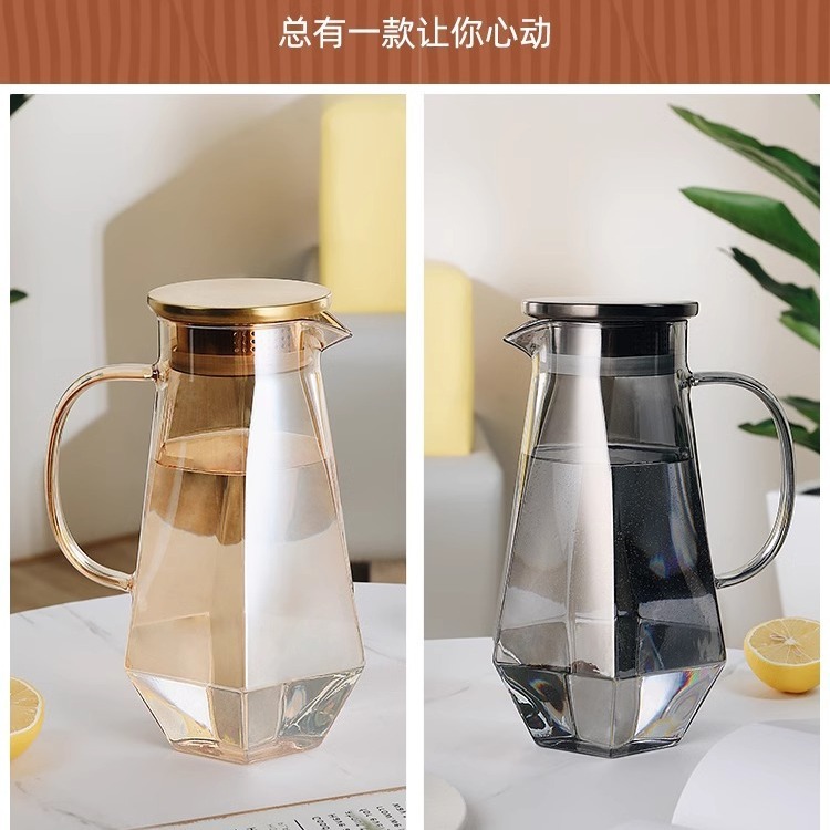 Vaso de cristal de diamante de lujo ligero ámbar, taza de agua para el hogar con asa, taza de té resistente al calor para la sala de estar, juego de taza de agua potable