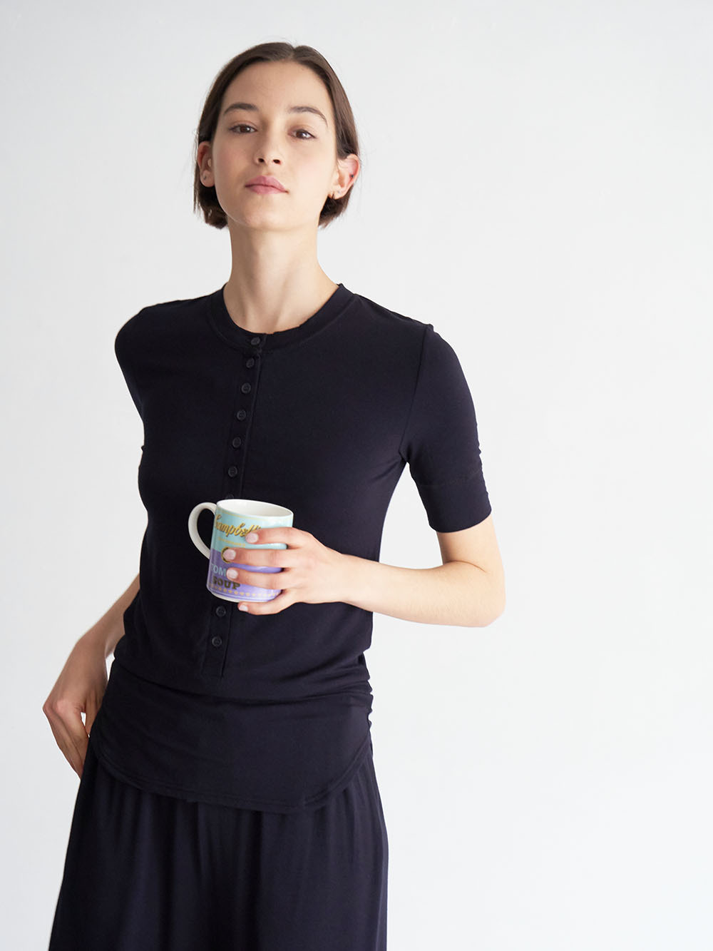 Title 16, Kadın Yuvarlak Yaka Yarım Hırka Kısa Kollu Pant...