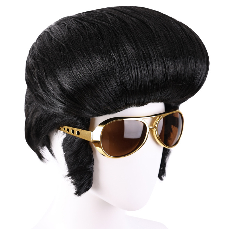 Rocker Elvis Presley Cosplay Funny Wig Mushroom Head Halloween Party Prom Wig Men's Headgear Rocker Elvis Presley Cosplay Funny Wig Mushroom Head Halloween Party Prom Wig Men's Headgear