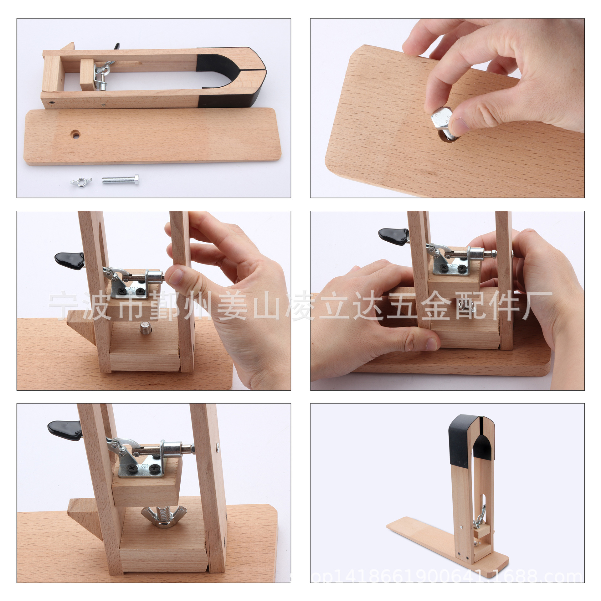 Juego de clips de madera ajustables de cuero, herramientas de bricolaje de cuero hechas a mano, juego de herramientas de costura de clips de madera cosidos a mano