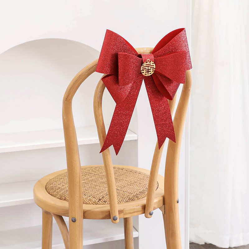 Butterfly knot auspicious character internet celebrity wedding room curtain tie set for groom's new room flower trimming wedding decoration living room