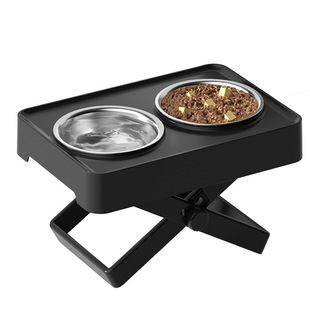 Cross-Border Large Dog Stainless Steel Elevated Dog Bowl Golden Retriever Double Bowl Tall Dog Food Bowl Adjustable Dog Bowl Pet Supplies