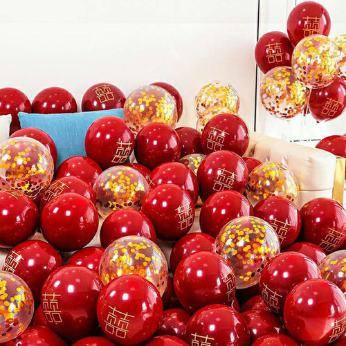 Thickened Round Latex Balloons | Double-Layer Pomegranate-Red Balloons | Creative Red Balloons for Wedding Room Decor