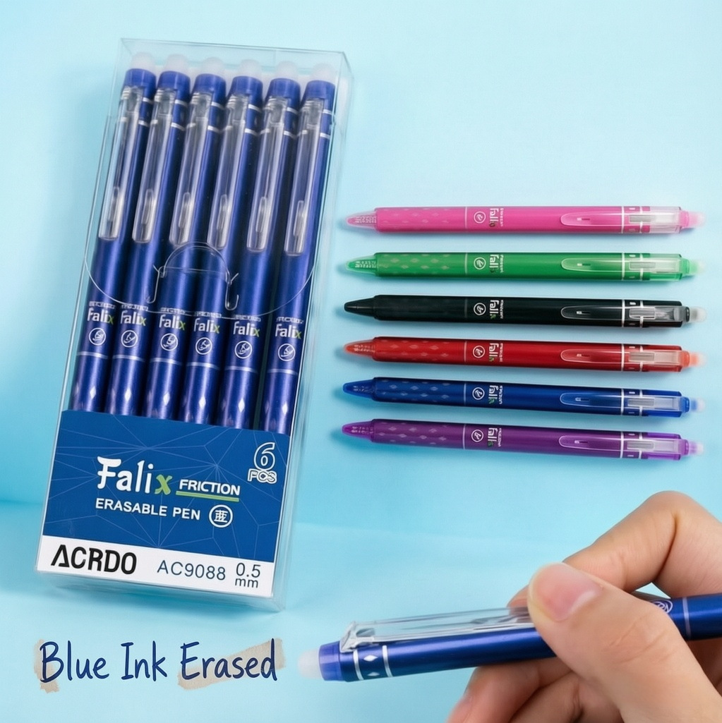 Press Hot Erasable Gel Pen 0.5mm Simple Easy-To-Erasable Gel Pen for Primary School Students Blue and Black Stationery Wholesale