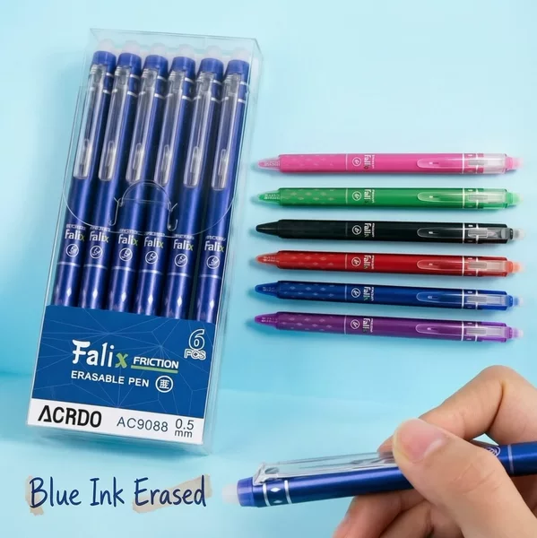 Press Hot Erasable Gel Pen 0.5mm Simple Easy-To-Erasable Gel Pen for Primary School Students Blue and Black Stationery Wholesale