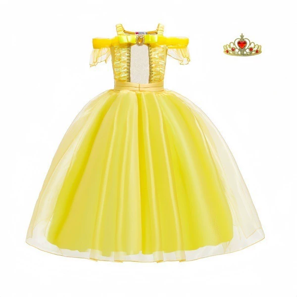 Yellow Aurora Belle Princess Dress + Free Crown