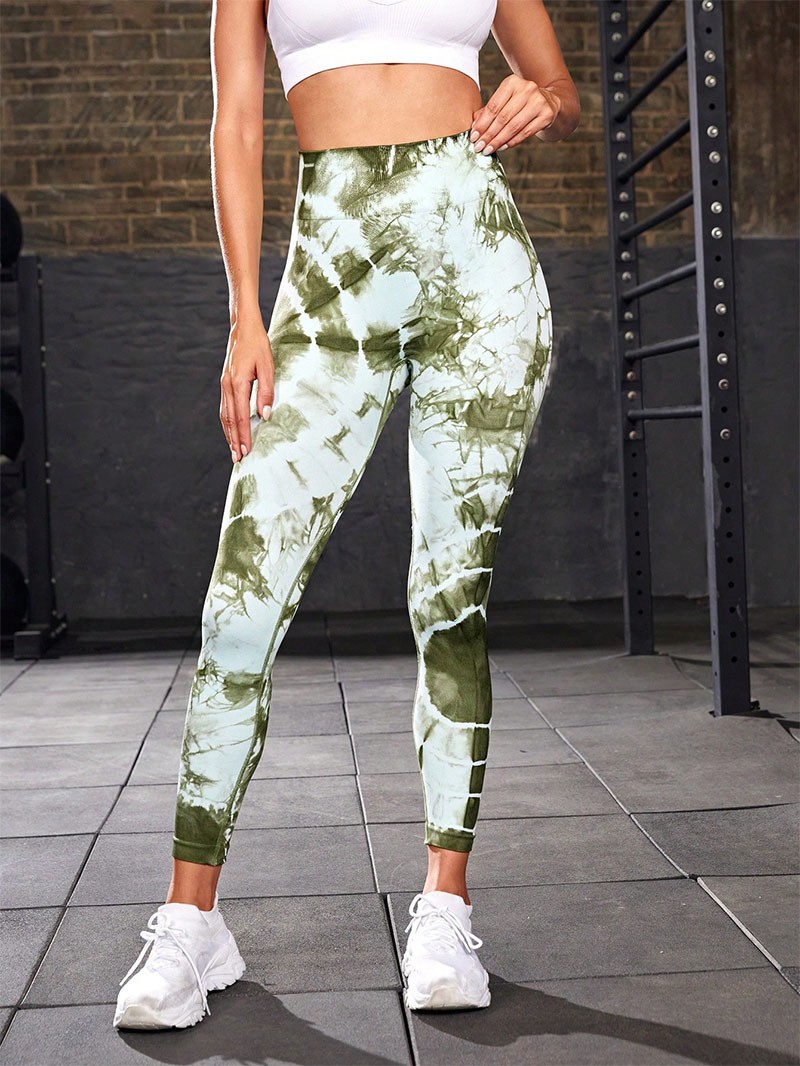 Pantalones de Yoga Tie-Dye Novedosos, Pantalones Deportivos de Cintura Alta con Efecto Levanta Glúteos, Pantalones Largos Ajustados con Control de Abdomen para Mujer, Ropa Deportiva para Correr al Aire Libre