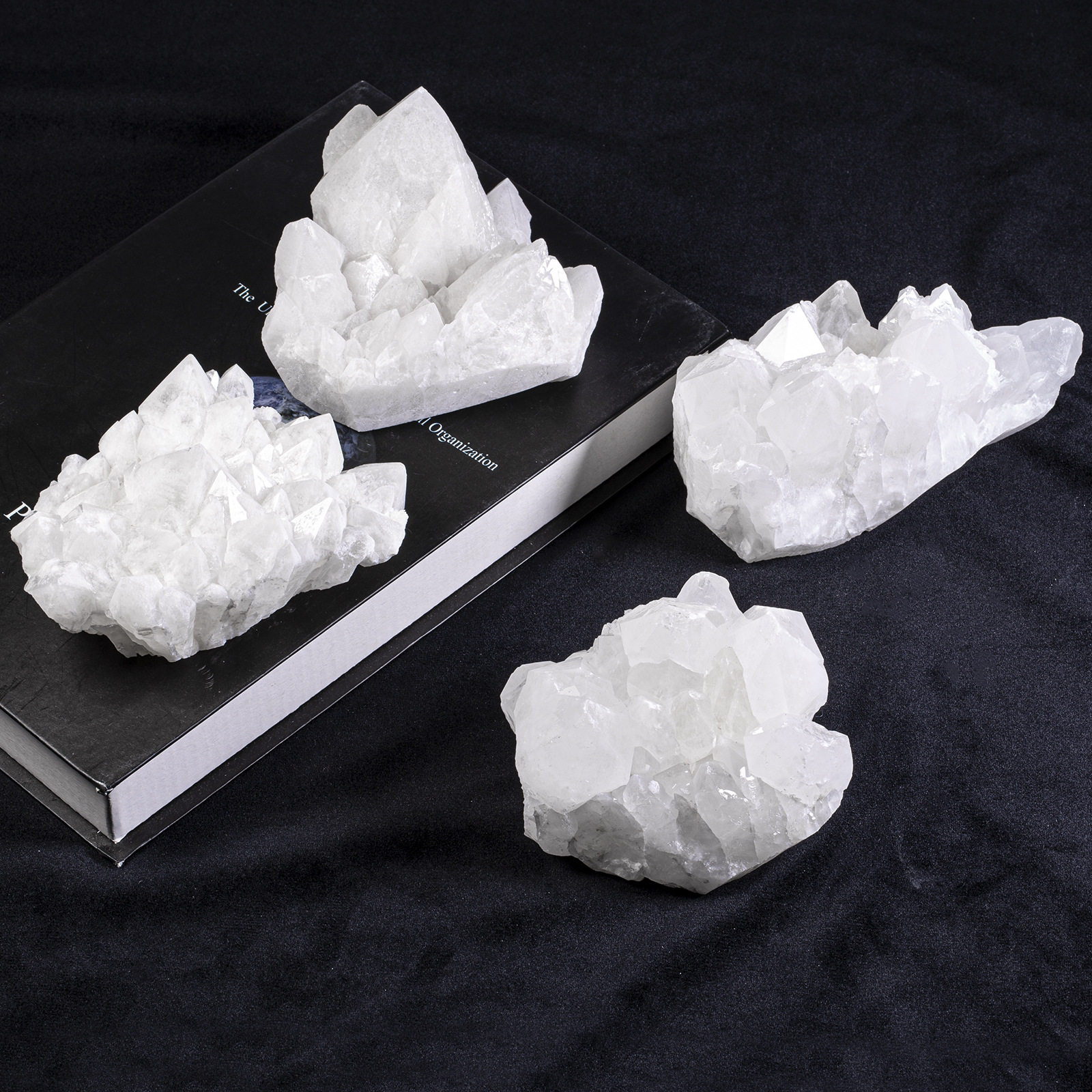 天然白水晶晶簇摆件原矿石白水晶晶簇消磁净化家居办公室桌面摆件