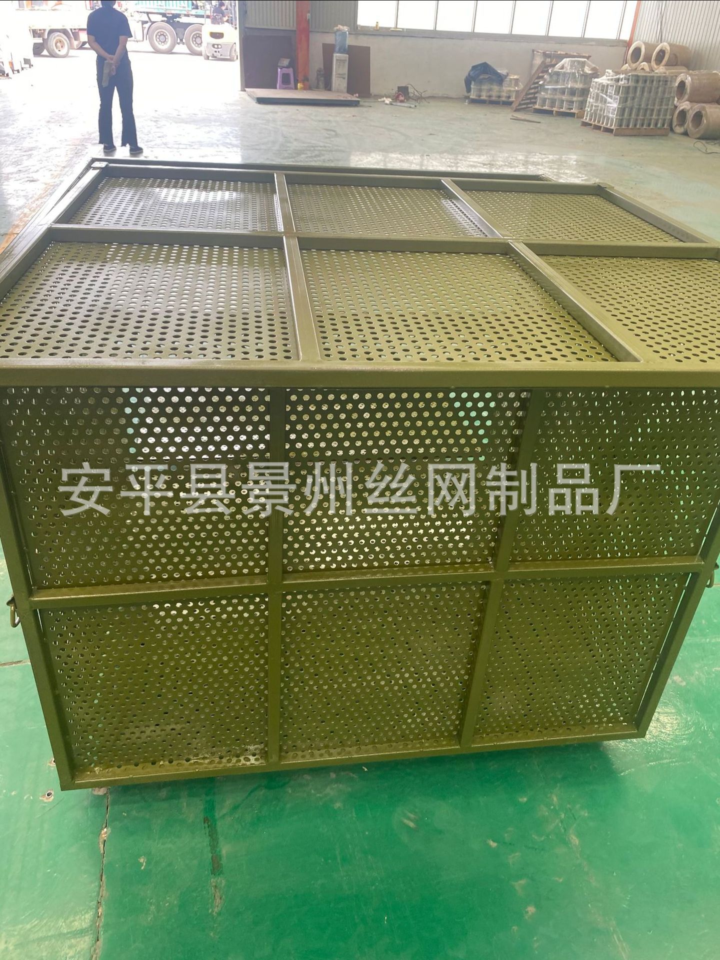 大尺寸物资箱军绿色野战箱笼仓储笼周转箱库房收纳箱笼台车